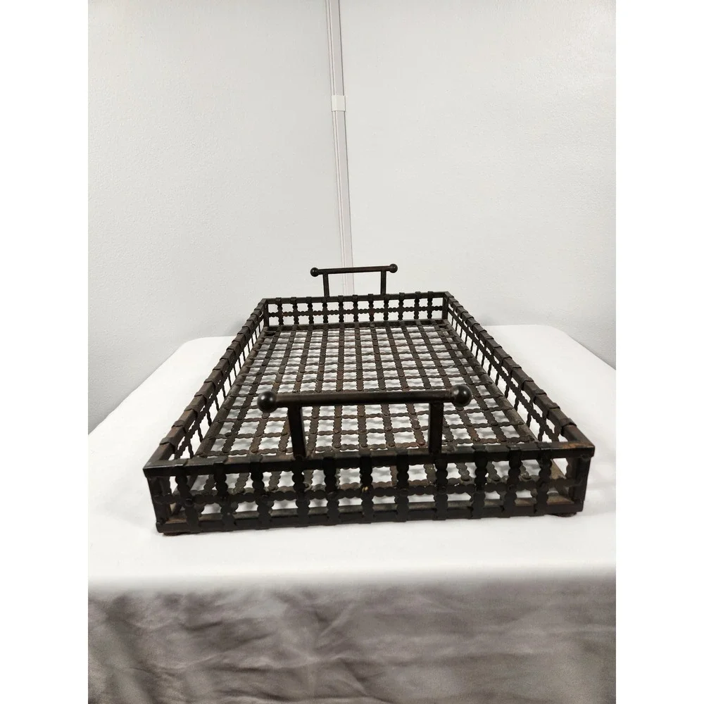 Handcrafted Industrial Bronzed Iron Riveted Castlecore Tray w/Handles 22